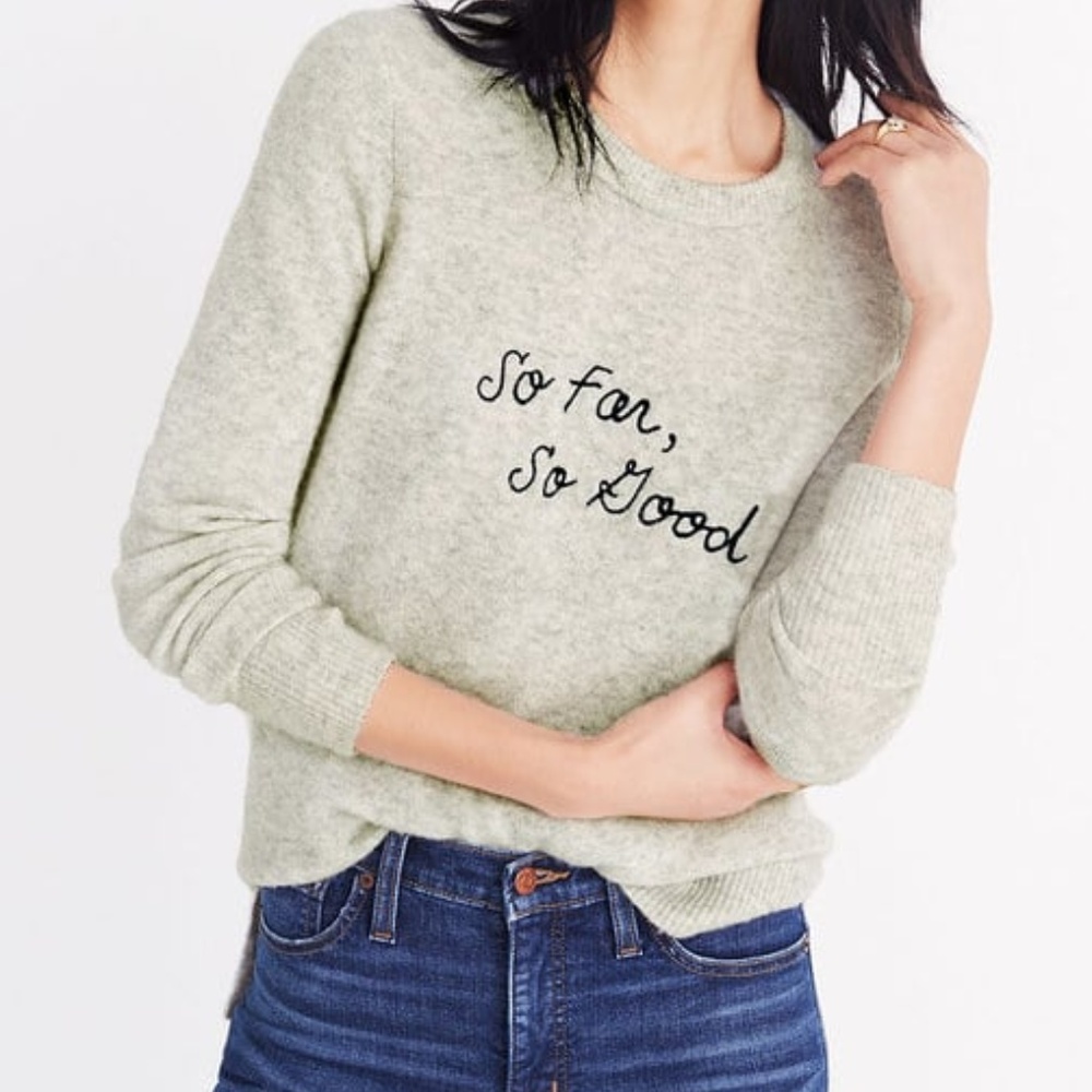 Madewell Embroidered So Far So Good Sweater sz M